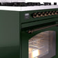 Ilve UP30NMPEGB Nostalgie Ii 30 Inch Dual Fuel Natural Gas Freestanding Range In Emerald Green With Bronze Trim