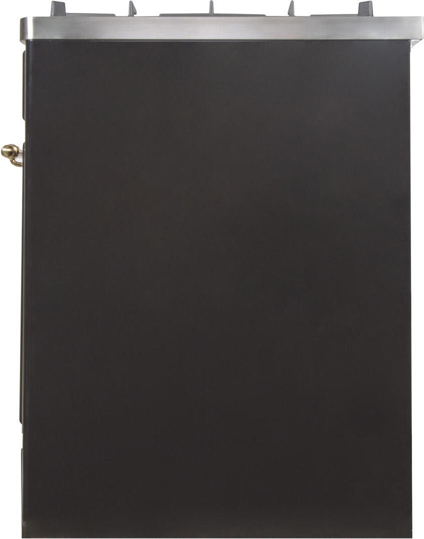 Ilve UM30DNE3BKG Majestic Ii 30 Inch Dual Fuel Natural Gas Freestanding Range In Glossy Black With Brass Trim