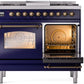 Ilve UPD40FNMPMBBLP Nostalgie Ii 40 Inch Dual Fuel Liquid Propane Freestanding Range In Blue With Bronze Trim