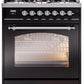 Ilve UP30NMPBKCLP Nostalgie Ii 30 Inch Dual Fuel Liquid Propane Freestanding Range In Glossy Black With Chrome Trim