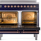 Ilve UPDI406NMPMBP Nostalgie Ii 40 Inch Electric Freestanding Range In Blue With Copper Trim