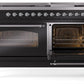 Ilve UP60FNMPBKCLP Nostalgie Ii 60 Inch Dual Fuel Liquid Propane Freestanding Range In Glossy Black With Chrome Trim