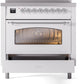 Ilve UPI366NMPWHC Nostalgie Ii 36 Inch Electric Freestanding Range In White With Chrome Trim