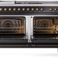 Ilve UP60FSNMPBKB Nostalgie Ii 60 Inch Dual Fuel Natural Gas Freestanding Range In Glossy Black With Bronze Trim