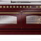 Ilve UP60FSNMPBUG Nostalgie Ii 60 Inch Dual Fuel Natural Gas Freestanding Range In Burgundy With Brass Trim