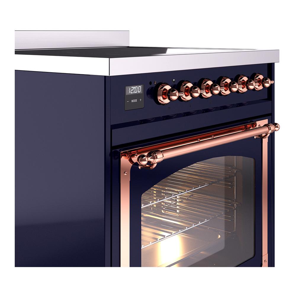 Ilve UNI304NMPMBP Ilve Uni304Nmpmbp Nostalgie Ii Noblesse 30" Induction Range (Triple Glass Door, Midnight Blue, Copper)