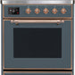 Ilve UMI30NE3BGP Majestic Ii 30 Inch Electric Freestanding Range In Blue Grey With Copper Trim