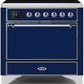 Ilve UMI09QNS3MBC Majestic Ii 36 Inch Electric Freestanding Range In Blue With Chrome Trim