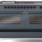 Ilve UP60FSNMPBGB Nostalgie Ii 60 Inch Dual Fuel Natural Gas Freestanding Range In Blue Grey With Bronze Trim