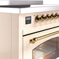 Ilve UPI486NMPAWG Nostalgie Ii 48 Inch Electric Freestanding Range In Antique White With Brass Trim