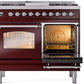 Ilve UPD40FNMPBUCLP Nostalgie Ii 40 Inch Dual Fuel Liquid Propane Freestanding Range In Burgundy With Chrome Trim