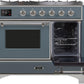 Ilve UMD10FDNS3BGC Majestic Ii 40 Inch Dual Fuel Natural Gas Freestanding Range In Blue Grey With Chrome Trim