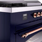 Ilve UP60FSNMPMBP Nostalgie Ii 60 Inch Dual Fuel Natural Gas Freestanding Range In Blue With Copper Trim