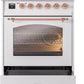 Ilve UPI304NMPWHP Nostalgie Ii 30 Inch Electric Freestanding Range In White With Copper Trim