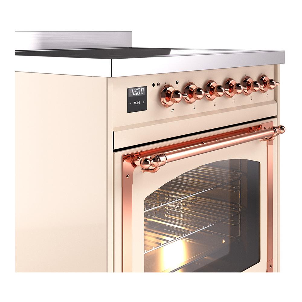 Ilve UNI304NMPAWP Ilve Uni304Nmpawp Nostalgie Ii Noblesse 30" Induction Range (Triple Glass Door, Antique White, Copper)