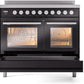 Ilve UPDI406WMPBK Professional Plus Ii 40 Inch Electric Freestanding Range In Glossy Black With Trim