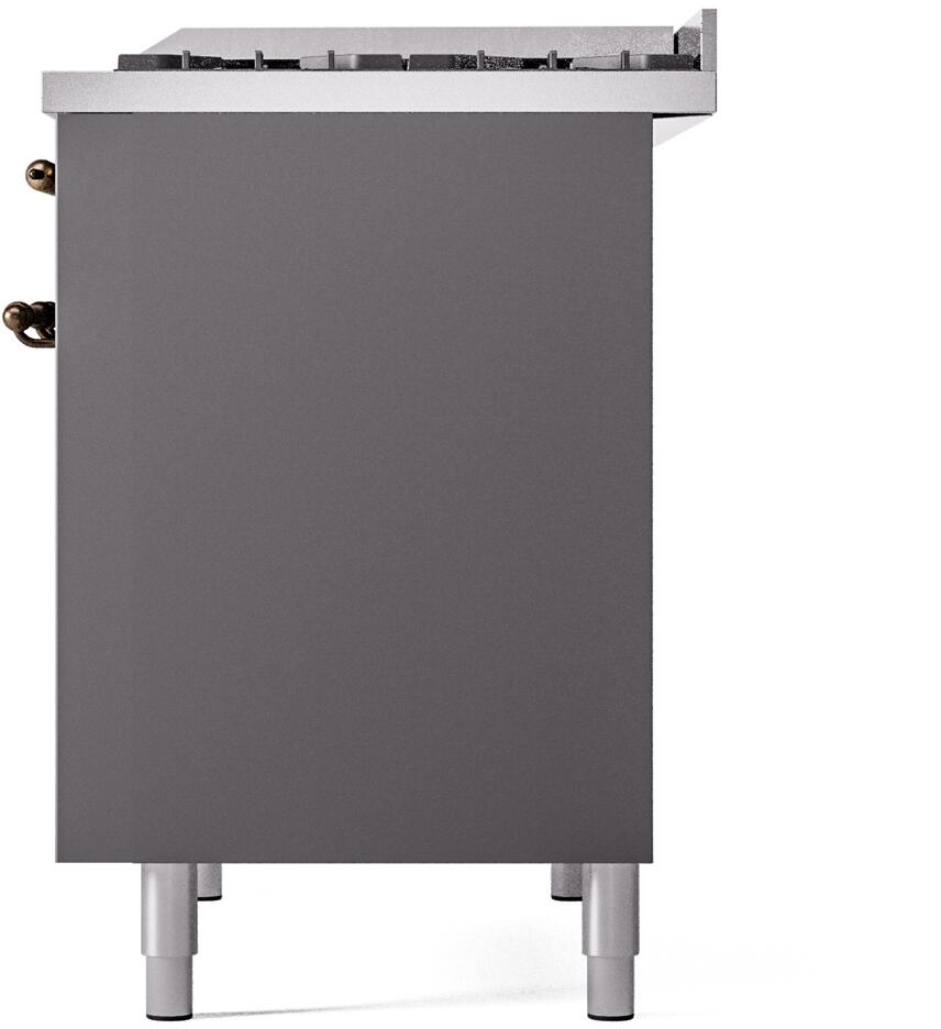 Ilve UPD40FNMPMGB Nostalgie Ii 40 Inch Dual Fuel Natural Gas Freestanding Range In Matte Graphite With Bronze Trim