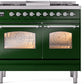 Ilve UPD40FNMPEGC Nostalgie Ii 40 Inch Dual Fuel Natural Gas Freestanding Range In Emerald Green With Chrome Trim