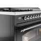 Ilve UP48FSNMPBKCLP Nostalgie Ii 48 Inch Dual Fuel Liquid Propane Freestanding Range In Glossy Black With Chrome Trim