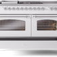 Ilve UP60FSNMPWHC Nostalgie Ii 60 Inch Dual Fuel Natural Gas Freestanding Range In White With Chrome Trim