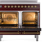 Ilve UPDI406NMPBUG Nostalgie Ii 40 Inch Electric Freestanding Range In Burgundy With Brass Trim