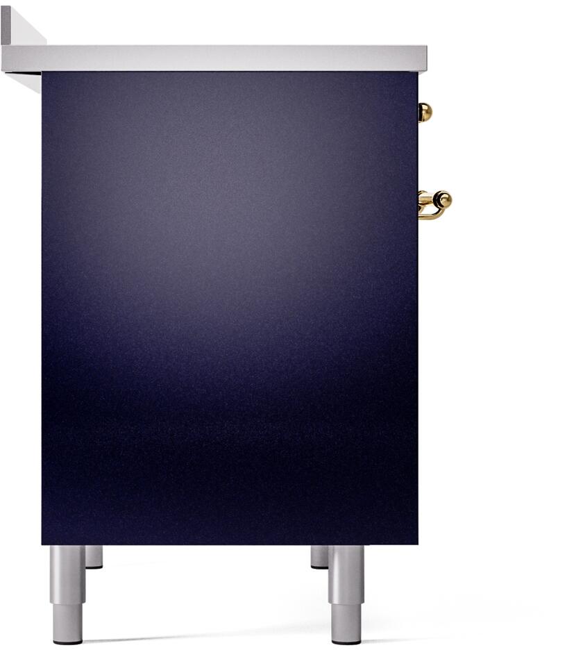 Ilve UPDI406NMPMBG Nostalgie Ii 40 Inch Electric Freestanding Range In Blue With Brass Trim