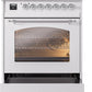 Ilve UP30NMPWHC Nostalgie Ii 30 Inch Dual Fuel Natural Gas Freestanding Range In White With Chrome Trim