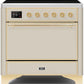 Ilve UMI09QNS3AWG Majestic Ii 36 Inch Electric Freestanding Range In Antique White With Brass Trim