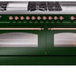 Ilve UP60FSNMPEGP Nostalgie Ii 60 Inch Dual Fuel Natural Gas Freestanding Range In Emerald Green With Copper Trim