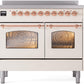 Ilve UPDI406NMPAWP Nostalgie Ii 40 Inch Electric Freestanding Range In Antique White With Copper Trim