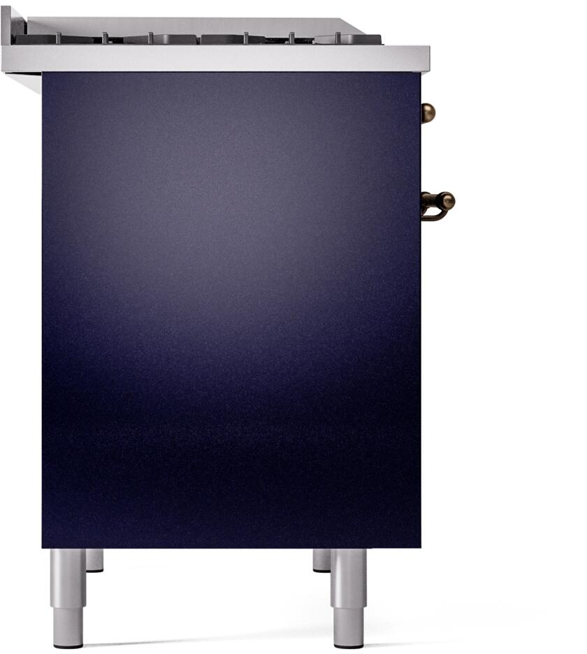 Ilve UPD40FNMPMBBLP Nostalgie Ii 40 Inch Dual Fuel Liquid Propane Freestanding Range In Blue With Bronze Trim