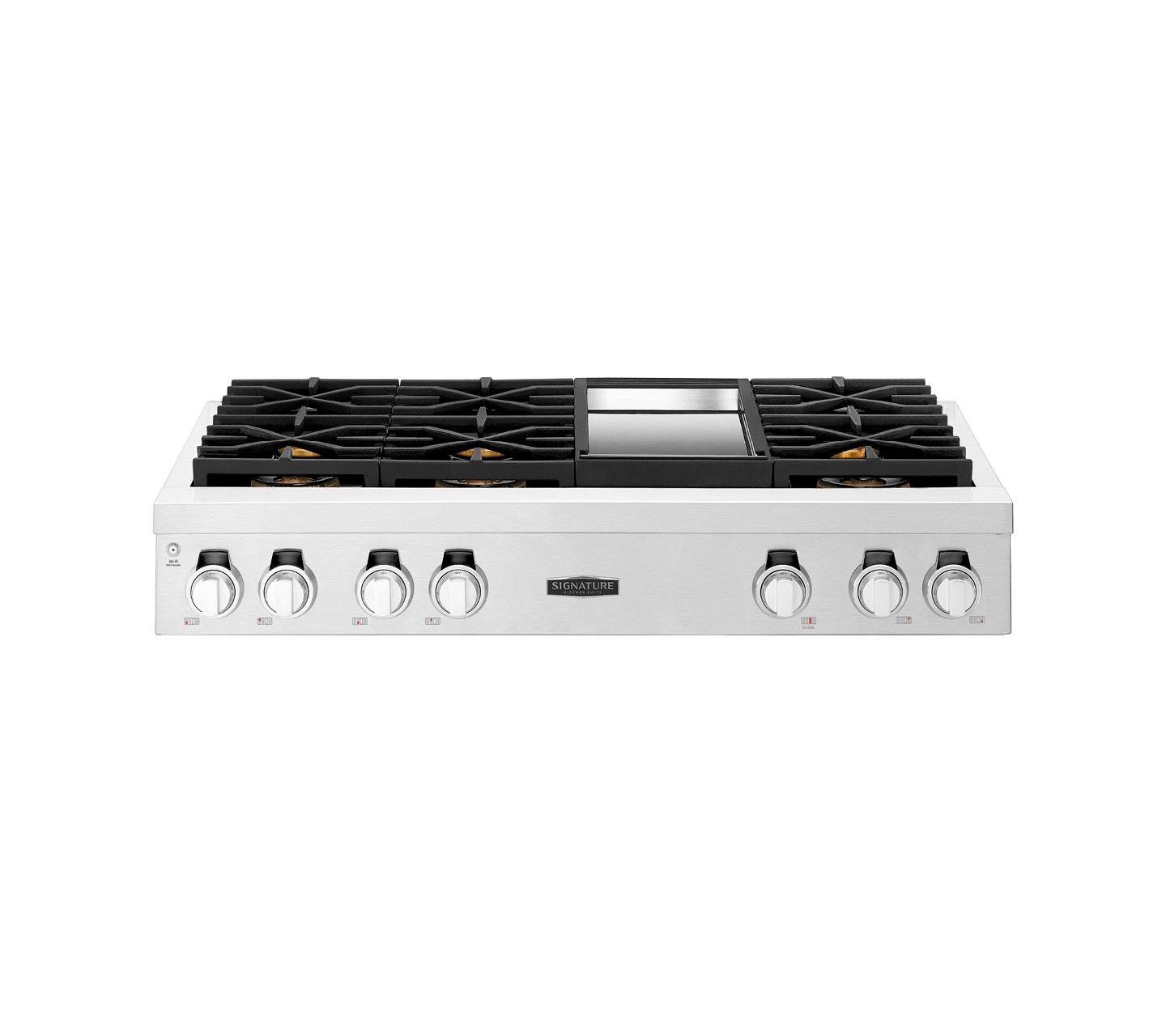 Signature Kitchen Suite SKSRT480GS 48-Inch Gas Pro Rangetop With Six Burners And Griddle