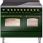 Ilve UPDI406NMPEGG Nostalgie Ii 40 Inch Electric Freestanding Range In Emerald Green With Brass Trim