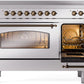 Ilve UPI486NMPSSB Nostalgie Ii 48 Inch Electric Freestanding Range In Stainless Steel With Bronze Trim