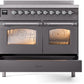 Ilve UPDI406NMPMGC Nostalgie Ii 40 Inch Electric Freestanding Range In Matte Graphite With Chrome Trim