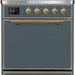 Ilve UMI30QNE3BGG Majestic Ii 30 Inch Electric Freestanding Range In Blue Grey With Brass Trim