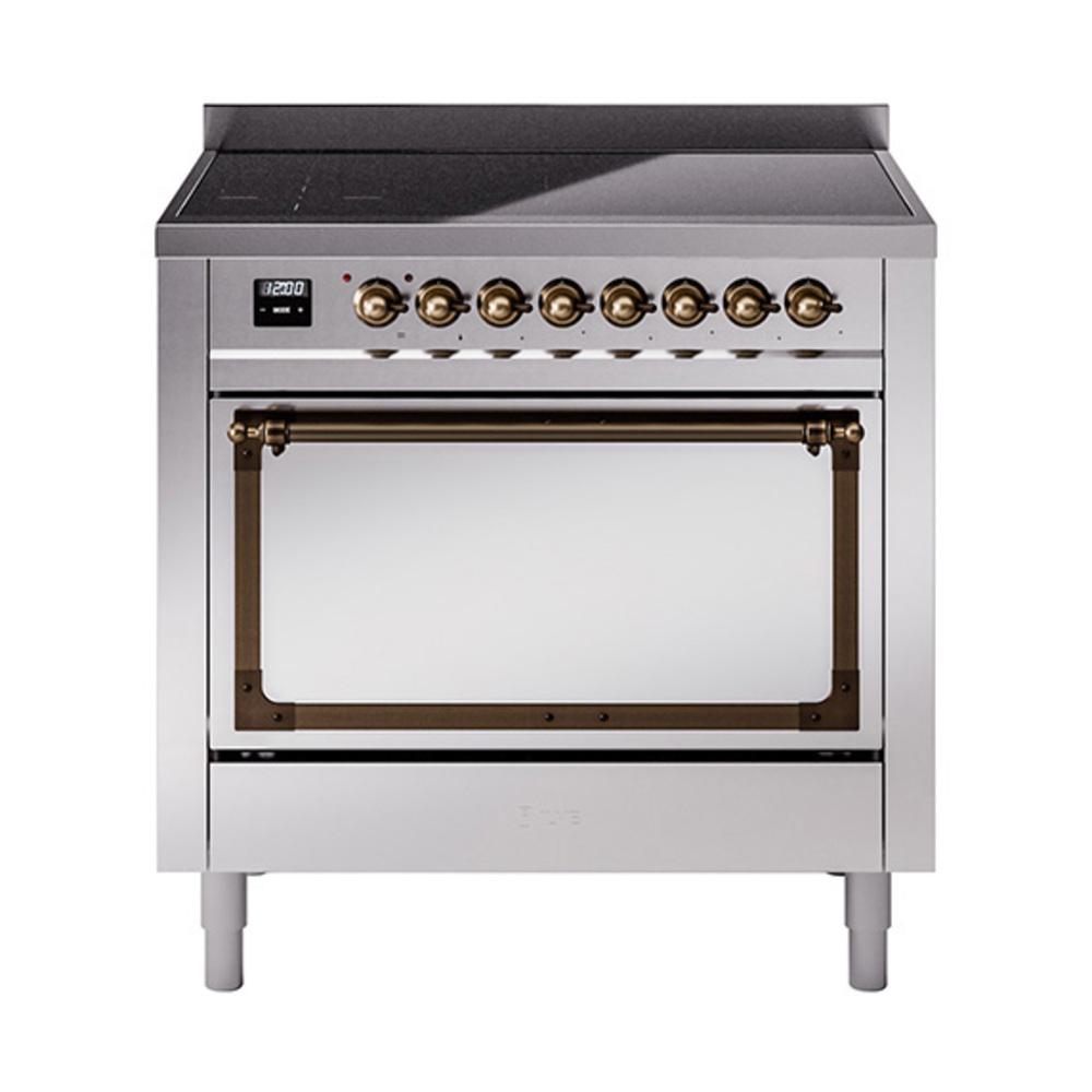 Ilve UNI366QNMPSSB Ilve Uni366Qnmpssb Nostalgie Ii Noblesse 36" Induction Range (Solid Door, Stainless Steel, Burnished)