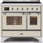 Ilve UMDI10NS3AWC Majestic Ii 40 Inch Electric Freestanding Range In Antique White With Chrome Trim