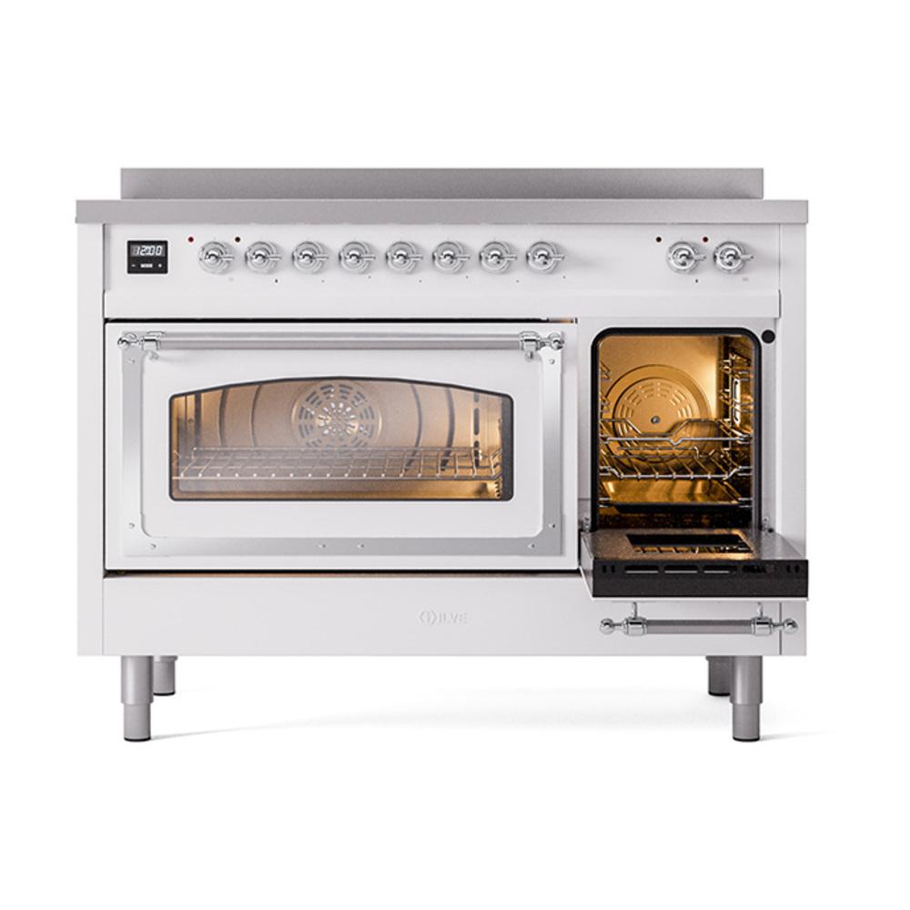 Ilve UNI486NMPWHC Ilve Uni486Nmpwhc Nostalgie Ii Noblesse 48" Induction Range (Triple Glass Door, White, Chrome)