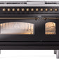 Ilve UP48FNMPBKBLP Nostalgie Ii 48 Inch Dual Fuel Liquid Propane Freestanding Range In Glossy Black With Bronze Trim