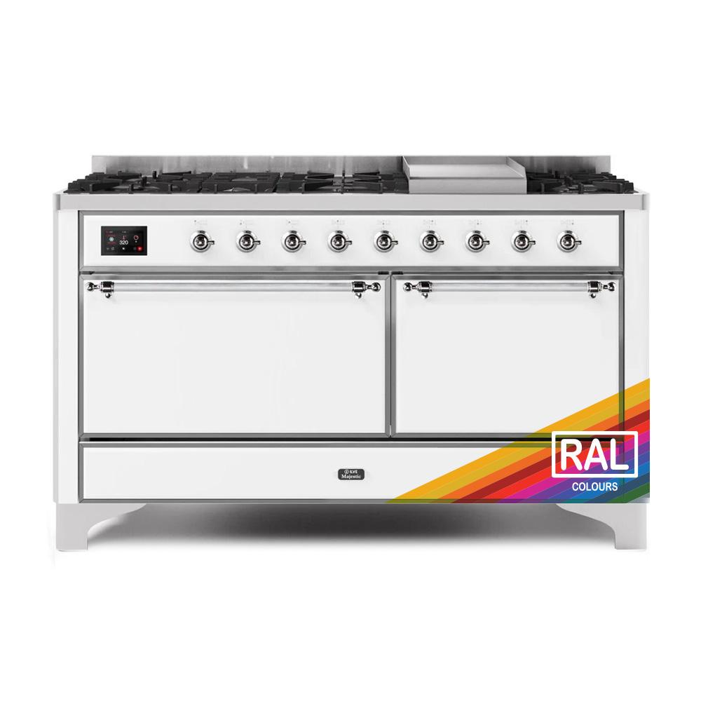 Ilve UM15FDQNS3RAC Ilve Majestic Ii 60 Um15Fdqns3Rac Freestanding Dual Fuel Range With 9 Sealed Burners Yes Double Oven With Solid Door In Ral Color With Chrome Knobs