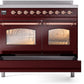 Ilve UPDI406NMPBUP Nostalgie Ii 40 Inch Electric Freestanding Range In Burgundy With Copper Trim