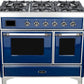 Ilve UMD10FDNS3MBCLP Majestic Ii 40 Inch Dual Fuel Liquid Propane Freestanding Range In Blue With Chrome Trim