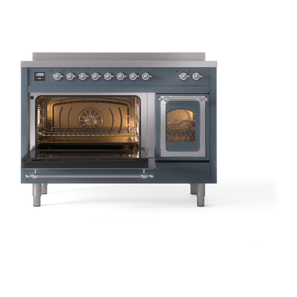 Ilve UNI486NMPBGC Ilve Uni486Nmpbgc Nostalgie Ii Noblesse 48" Induction Range (Triple Glass Door, Blue Grey, Chrome)