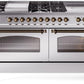 Ilve UP60FSNMPSSB Nostalgie Ii 60 Inch Dual Fuel Natural Gas Freestanding Range In Stainless Steel With Bronze Trim