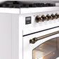 Ilve UP48FNMPWHB Nostalgie Ii 48 Inch Dual Fuel Natural Gas Freestanding Range In White With Bronze Trim