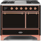 Ilve UMD10FDQNS3BKPLP Majestic Ii 40 Inch Dual Fuel Liquid Propane Freestanding Range In Glossy Black With Copper Trim