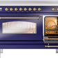 Ilve UPI486NMPMBG Nostalgie Ii 48 Inch Electric Freestanding Range In Blue With Brass Trim