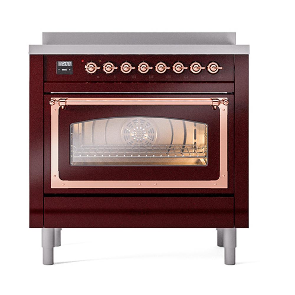 Ilve UNI366NMPBUP Ilve Uni366Nmpbup Nostalgie Ii Noblesse 36" Induction Range (Triple Glass Door, Burgundy, Copper)