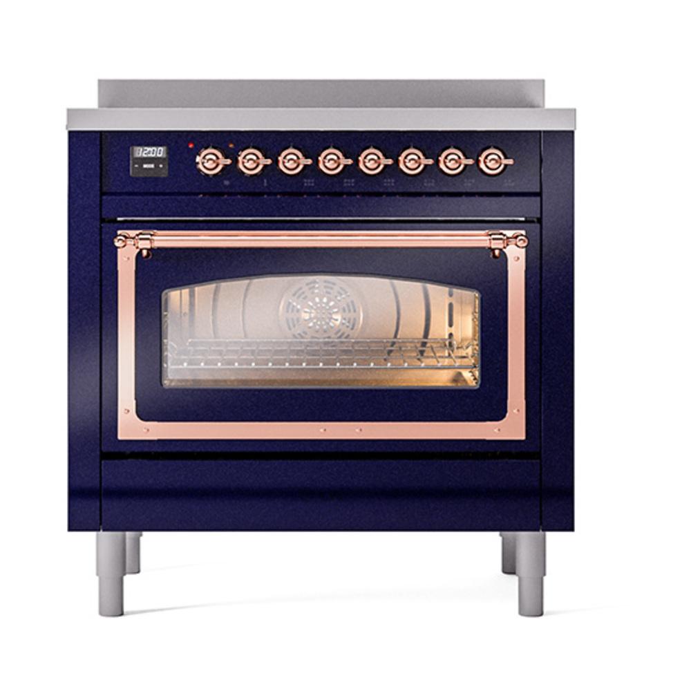 Ilve UNI366NMPMBP Ilve Uni366Nmpmbp Nostalgie Ii Noblesse 36" Induction Range (Triple Glass Door, Midnight Blue, Copper)